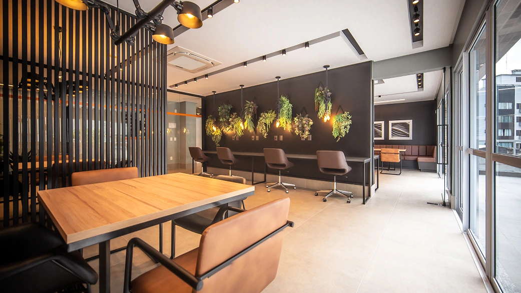Espaço de coworking do prédio
